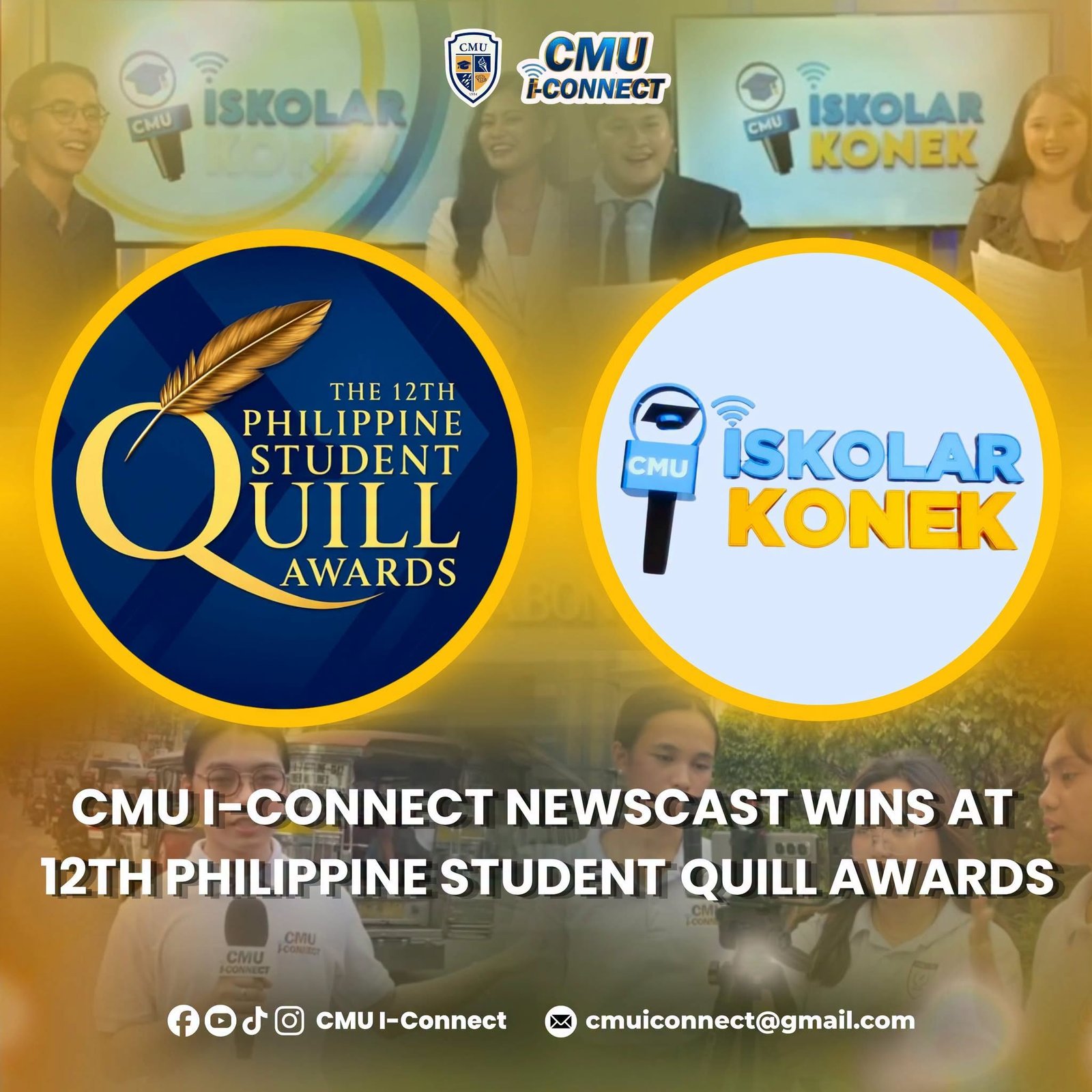 CMU I-Connect Newscast Wins at 12th Philippine Student Quill Awards