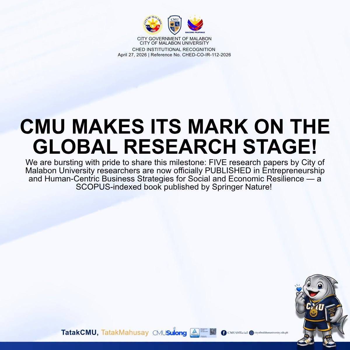 CMU MAKES ITS MARK ON THE GLOBAL RESEARCH STAGE!