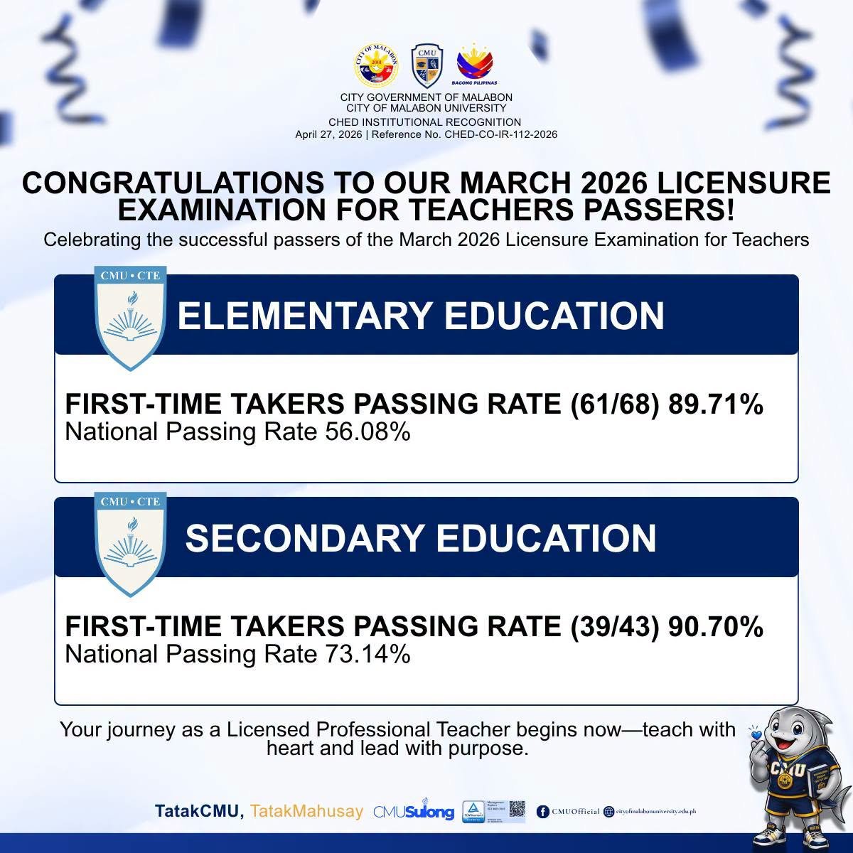 CONGRATULATIONS CMU PASSERS OF MARCH 2026 LET!