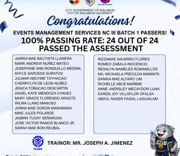 Congratulations, Events Management Services NC III Batch 1 Passers!