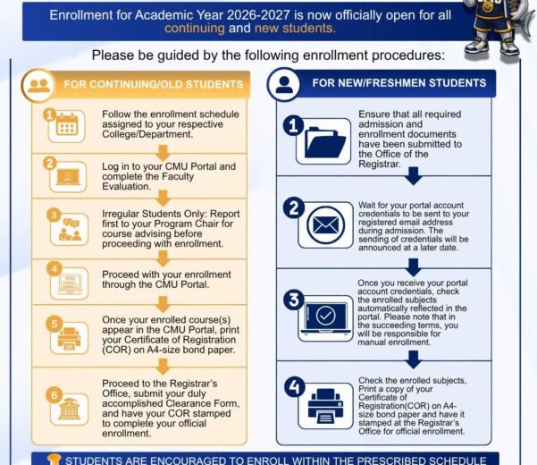 ENROLLMENT PERIOD ANNOUNCEMENT Enrollment for Academic Year 2026-2027