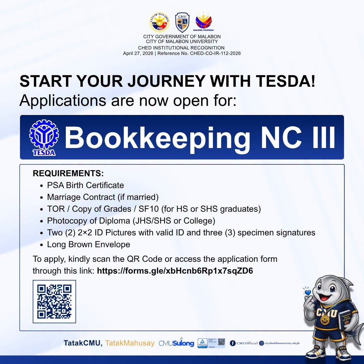 Good news! Applications for Bookkeeping NC III are now OPEN AGAIN!