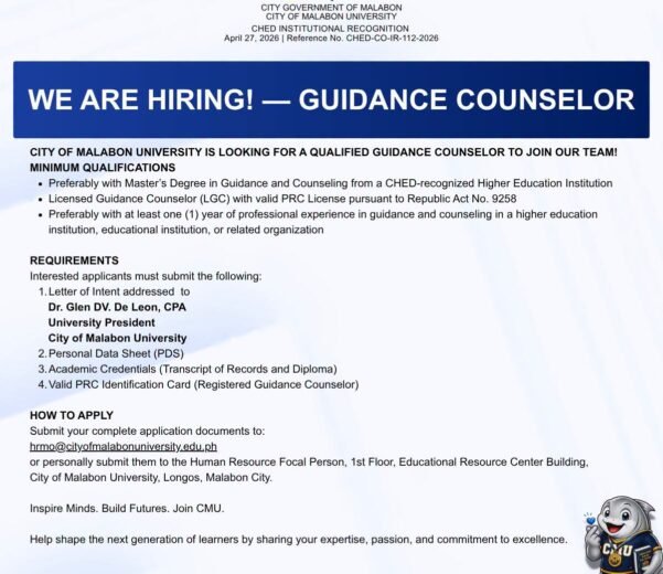 WE ARE HIRING! — GUIDANCE COUNSELOR