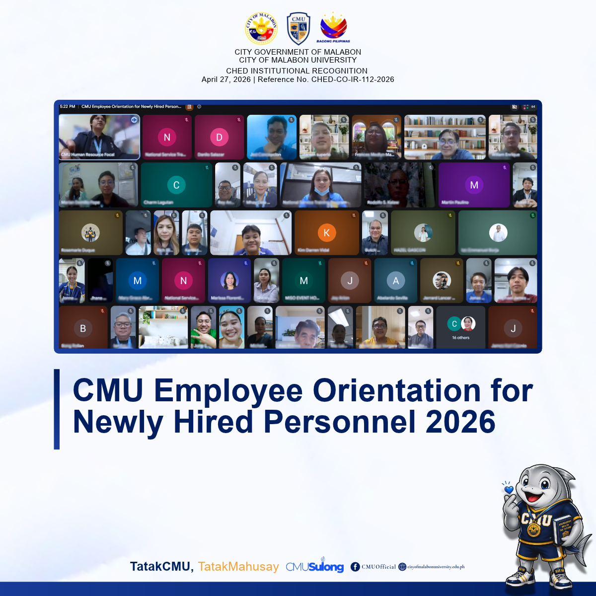 CMU WELCOMES NEWLY HIRED PERSONNEL