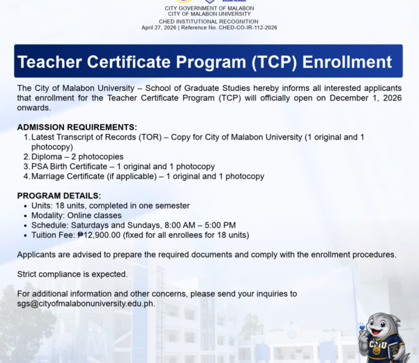 CMU Teacher Certificate Program (TCP) Enrollment